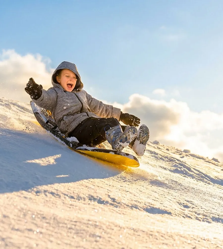 Winter Dune Sledding at Oval Beach